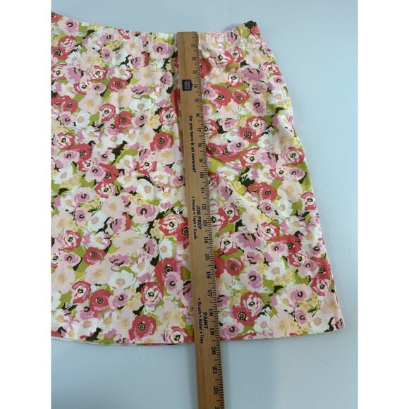 J Jill Pull On Skirt Cotton Modal Pink Green Floral Print Women's S Small - Picture 10 of 11